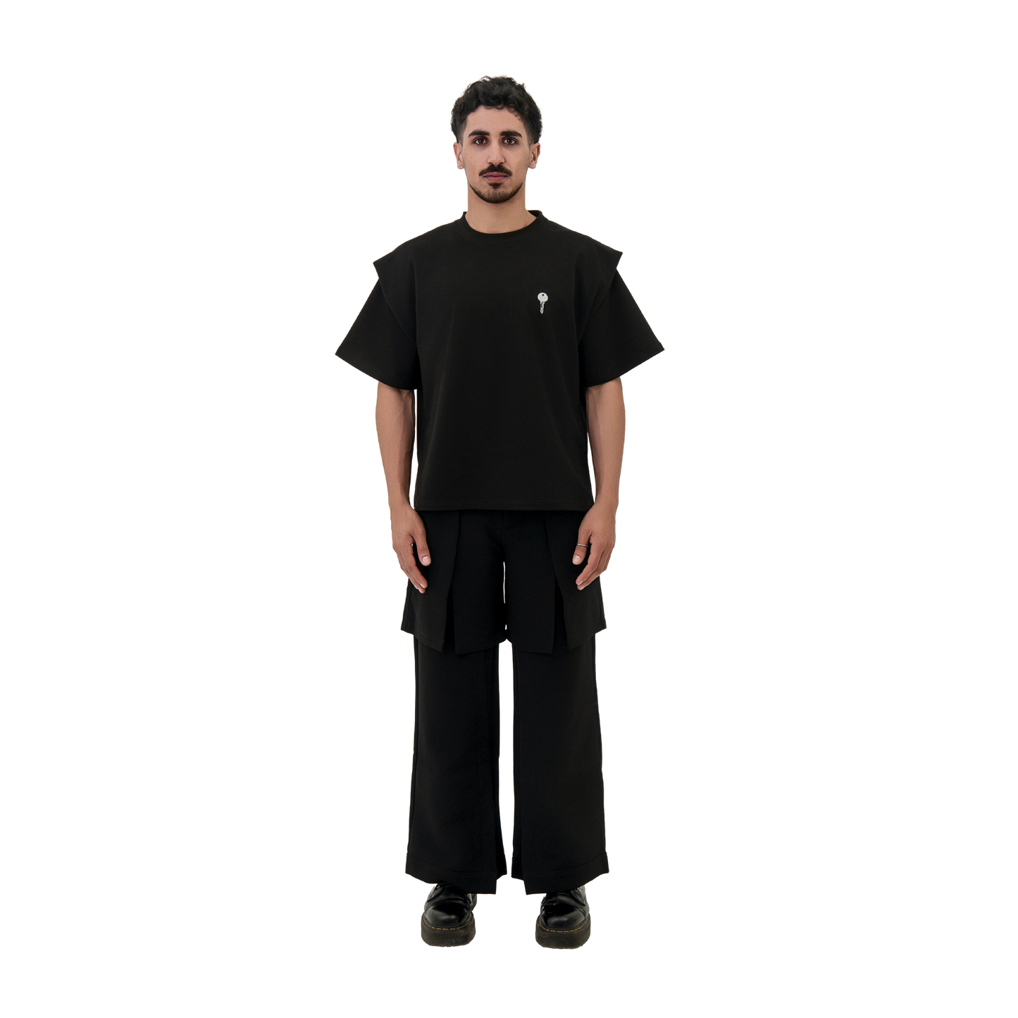 BLACK LONGLINE T-SHIRT - UNISEX