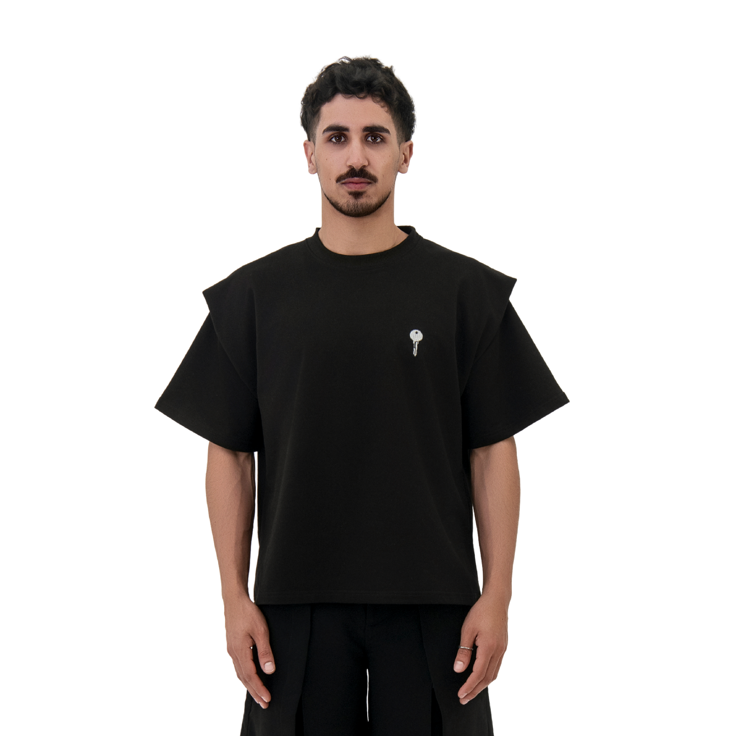 BLACK LONGLINE T-SHIRT - UNISEX