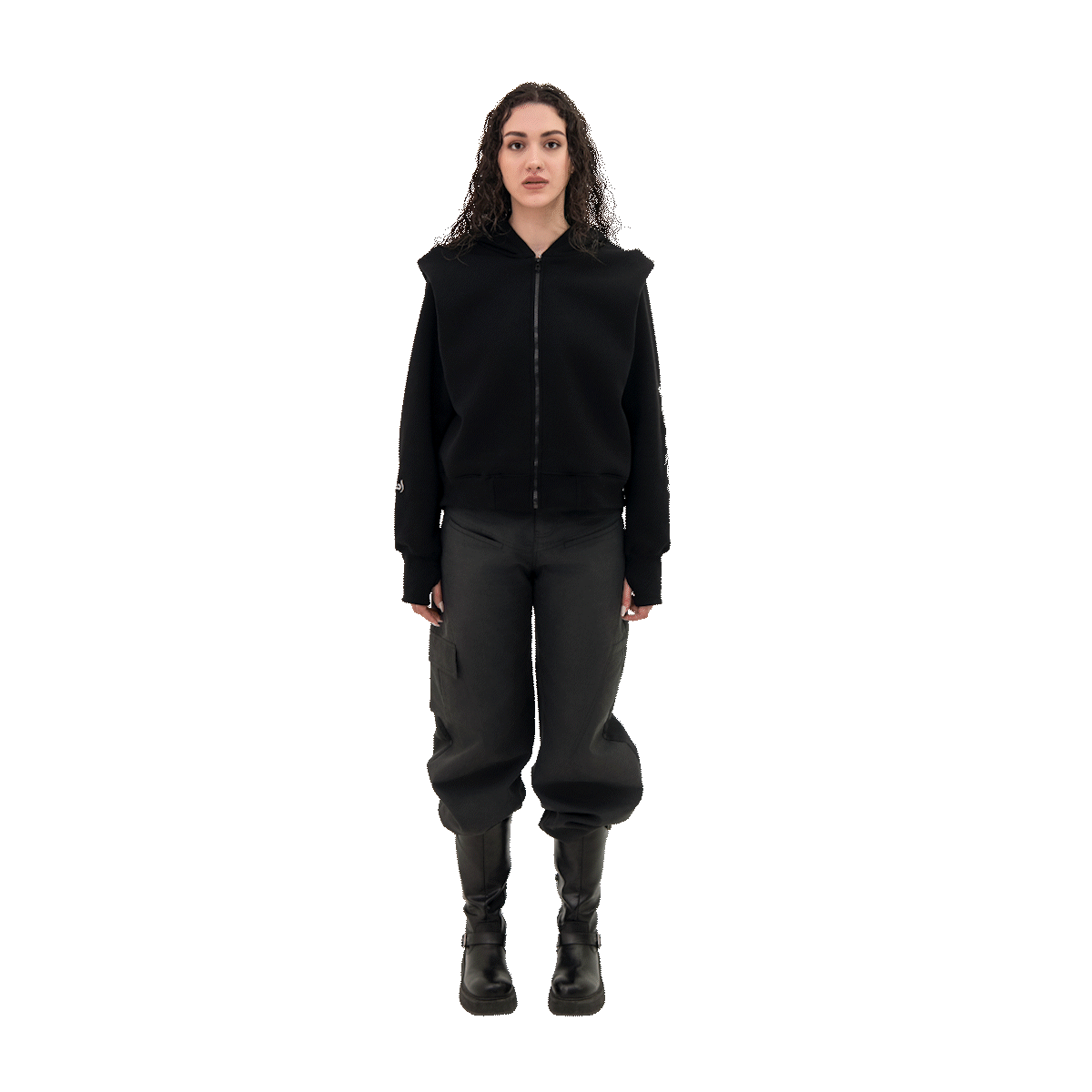 BLACK CROPPED HOODIE - UNISEX