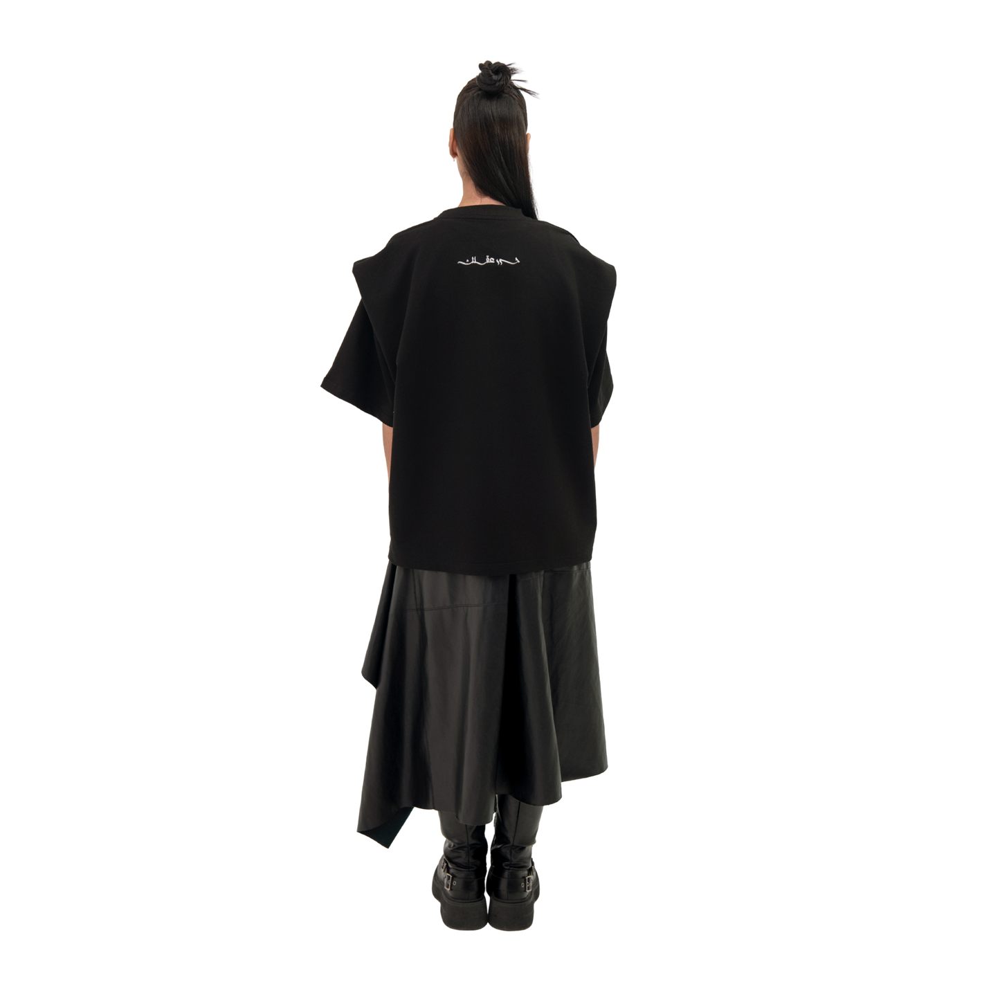 BLACK LONGLINE T-SHIRT - UNISEX