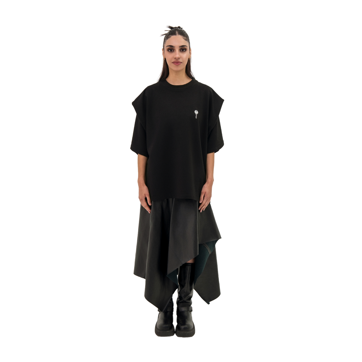BLACK LONGLINE T-SHIRT - UNISEX