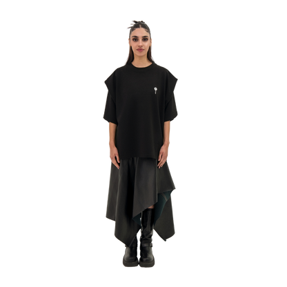 BLACK LONGLINE T-SHIRT - UNISEX