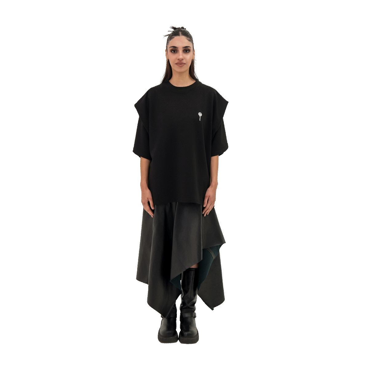 BLACK LONGLINE T-SHIRT - UNISEX