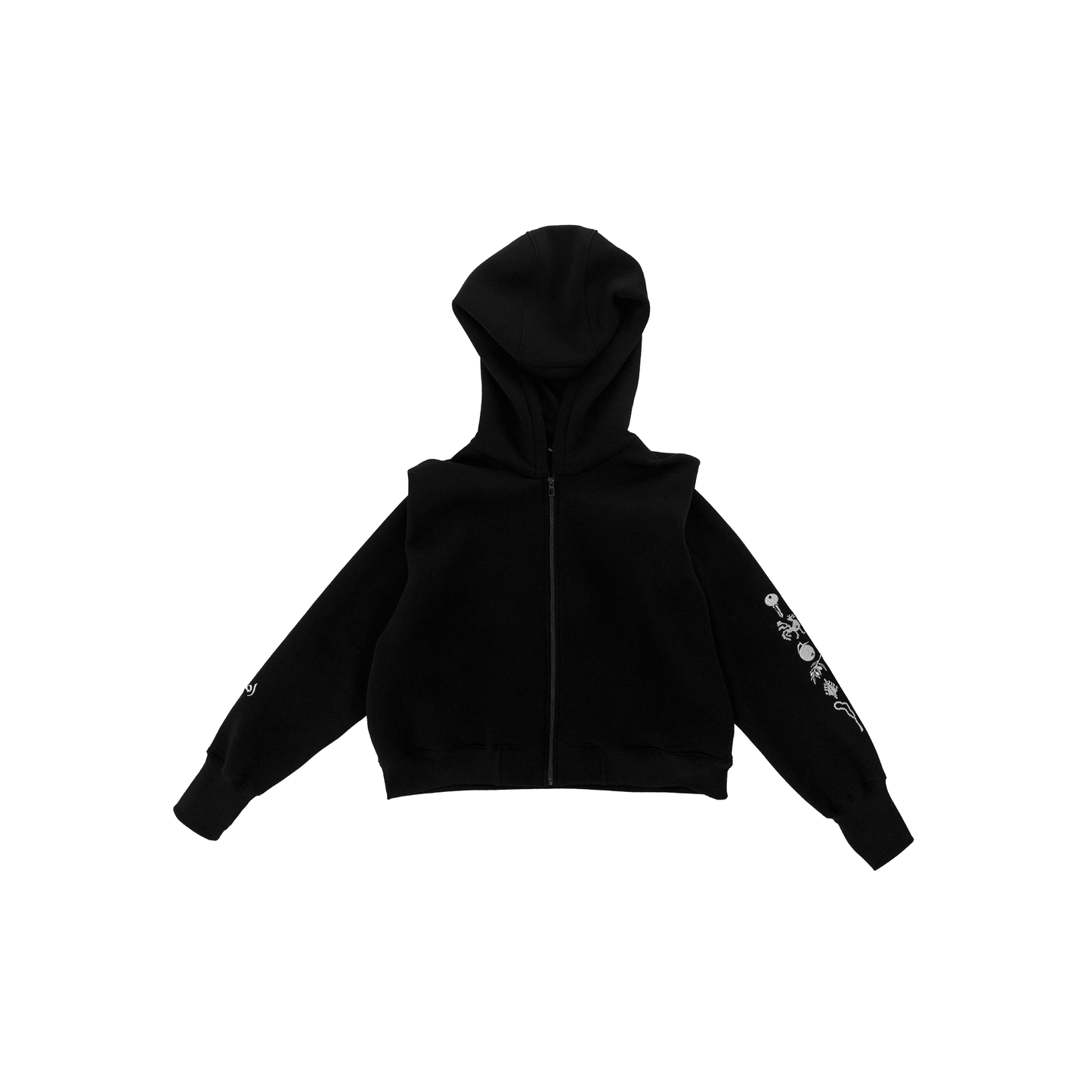 BLACK CROPPED HOODIE - UNISEX