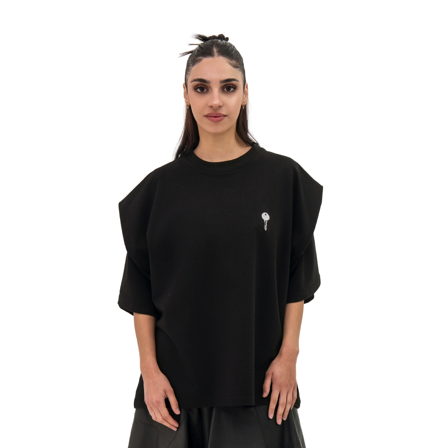 BLACK LONGLINE T-SHIRT - UNISEX