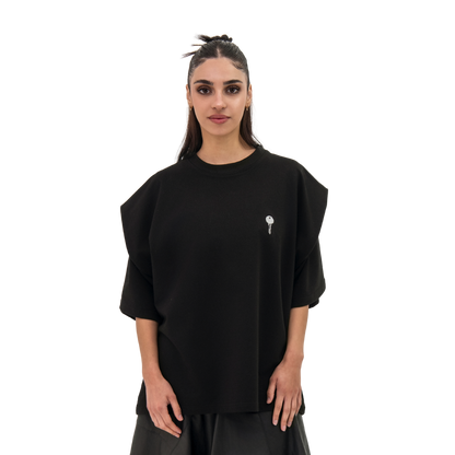 BLACK LONGLINE T-SHIRT - UNISEX